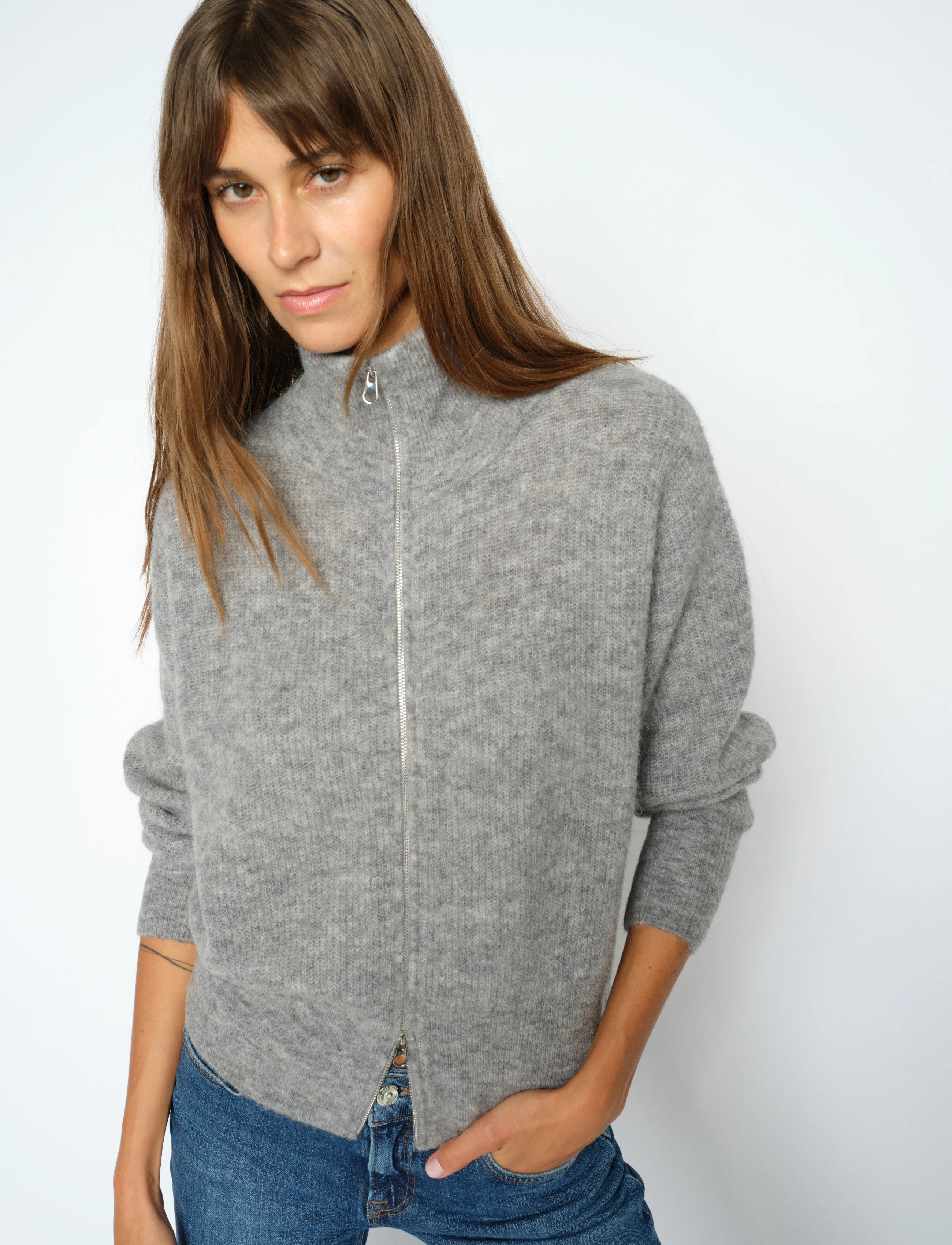 MOS MOSH - MMThora Knit Zip Cardigan - strickjacken - grey melange - 3