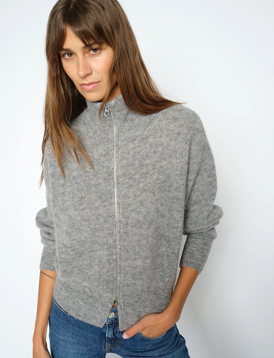 MOS MOSH - MMThora Knit Zip Cardigan - strickjacken - grey melange - 3