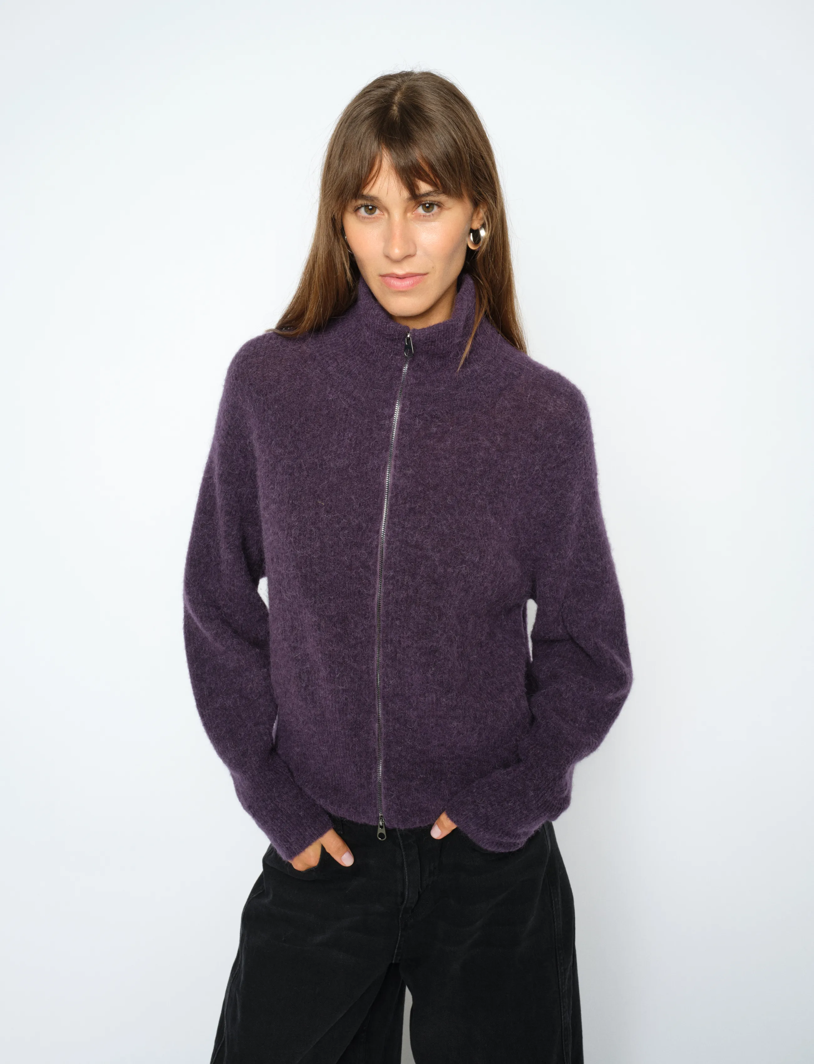 MOS MOSH MMThora Knit Zip Cardigan - MOS MOSH - SWEET GRAPE / purple