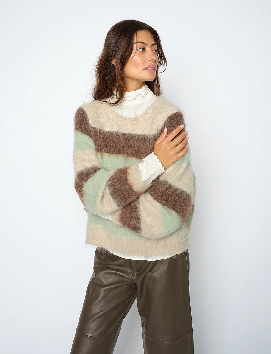 MOS MOSH - MMSuvi Stripe Knit - striktrøjer - frosty green - 0