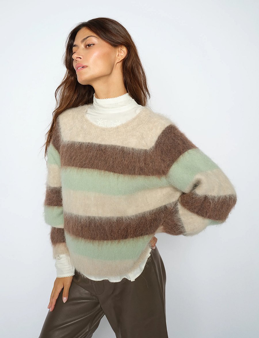 MOS MOSH - MMSuvi Stripe Knit - striktrøjer - frosty green - 3