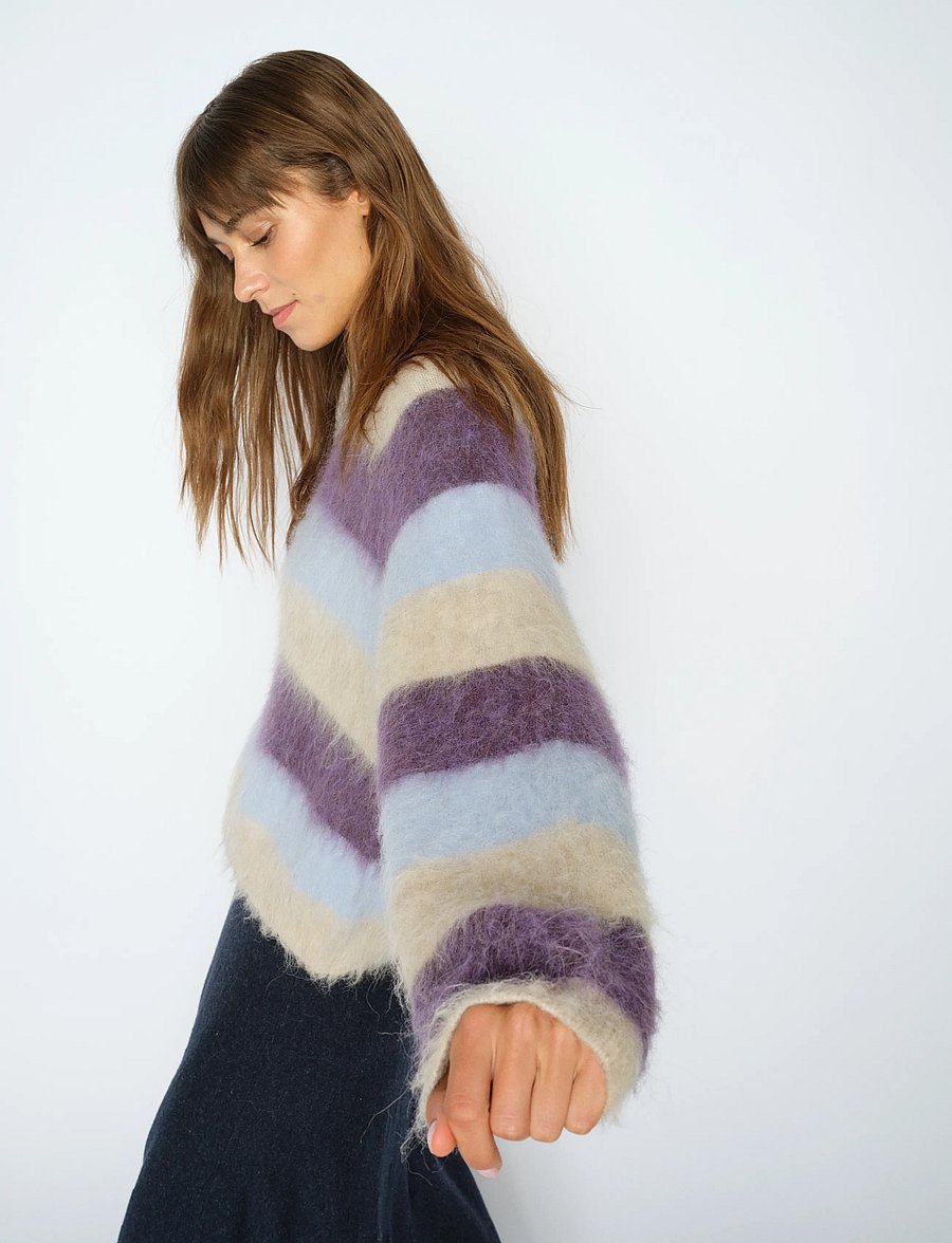 MOS MOSH - MMSuvi Stripe Knit - striktrøjer - sweet grape - 0