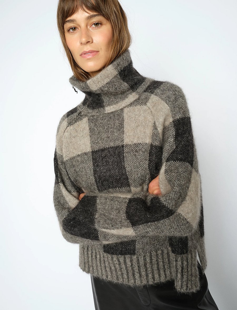 MOS MOSH - MMMaija Check Knit - striktrøjer - black - 0