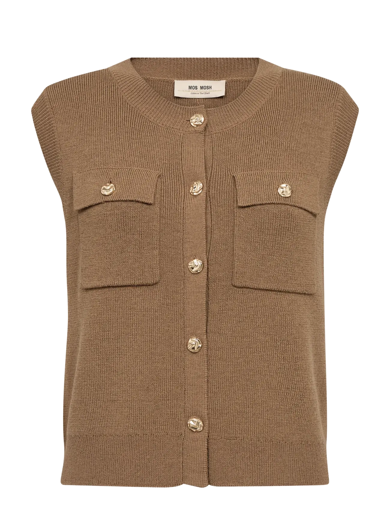MOS MOSH - MMAyana Wool Knit Vest - kootud vestid - dark camel - 1