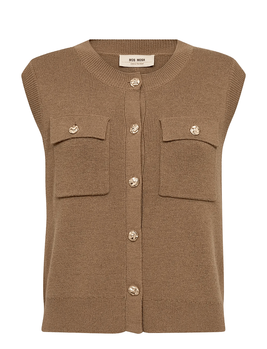 MOS MOSH - MMAyana Wool Knit Vest - strickwesten - dark camel - 1