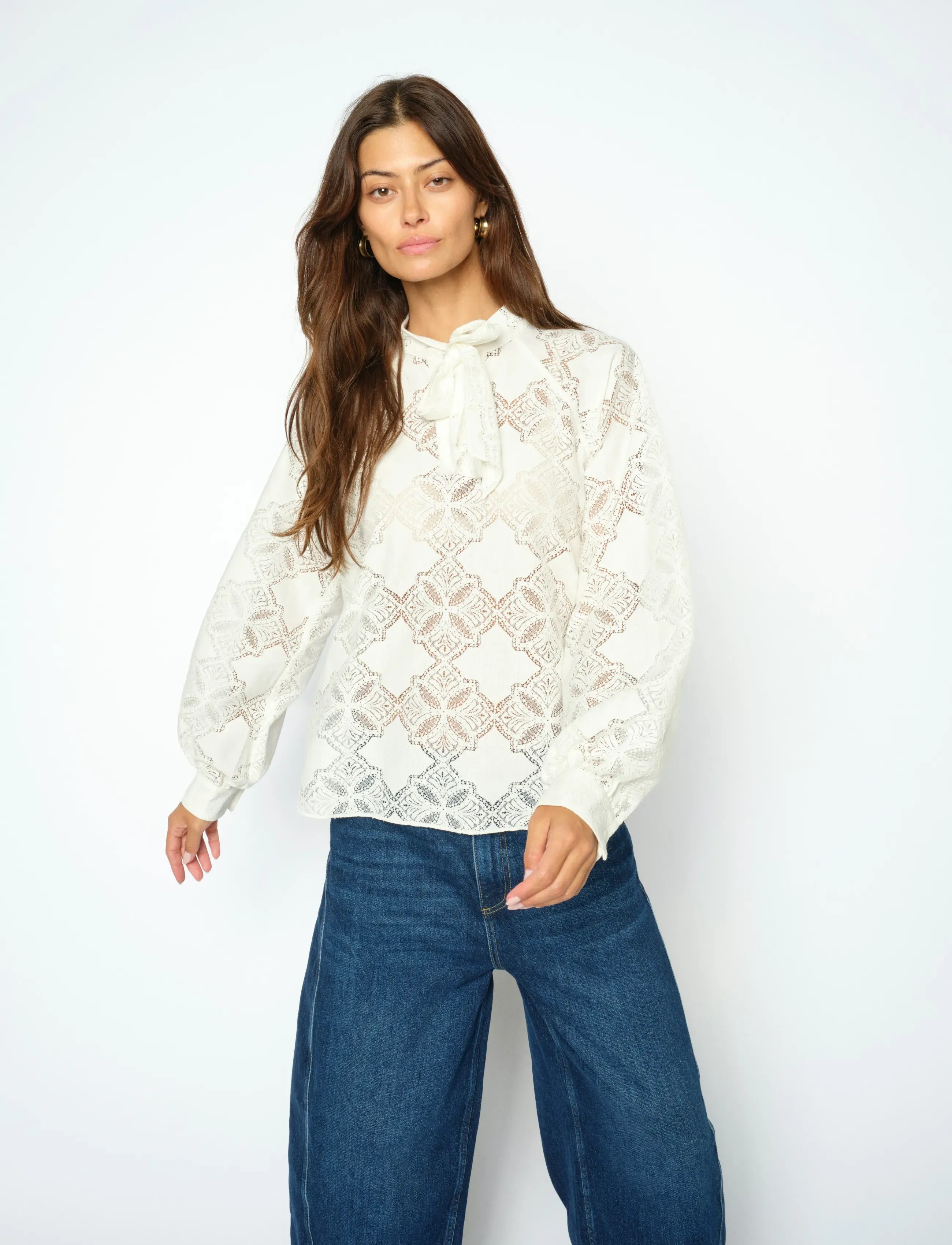 MOS MOSH - MMTamlyn Lace Blouse - langärmelige blusen - ecru - 0