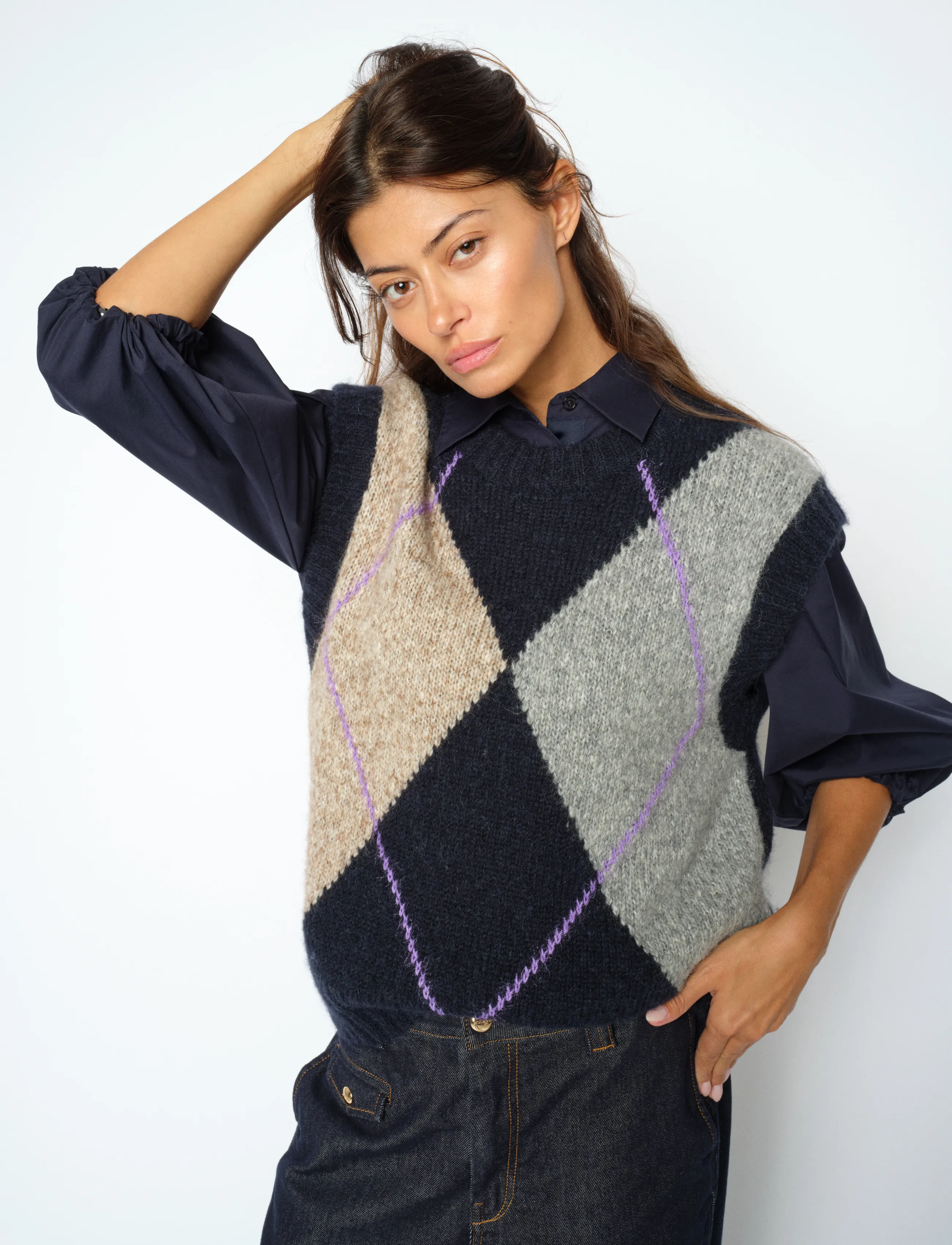 MOS MOSH - MMJennine Knit Vest - kootud vestid - salute navy - 3