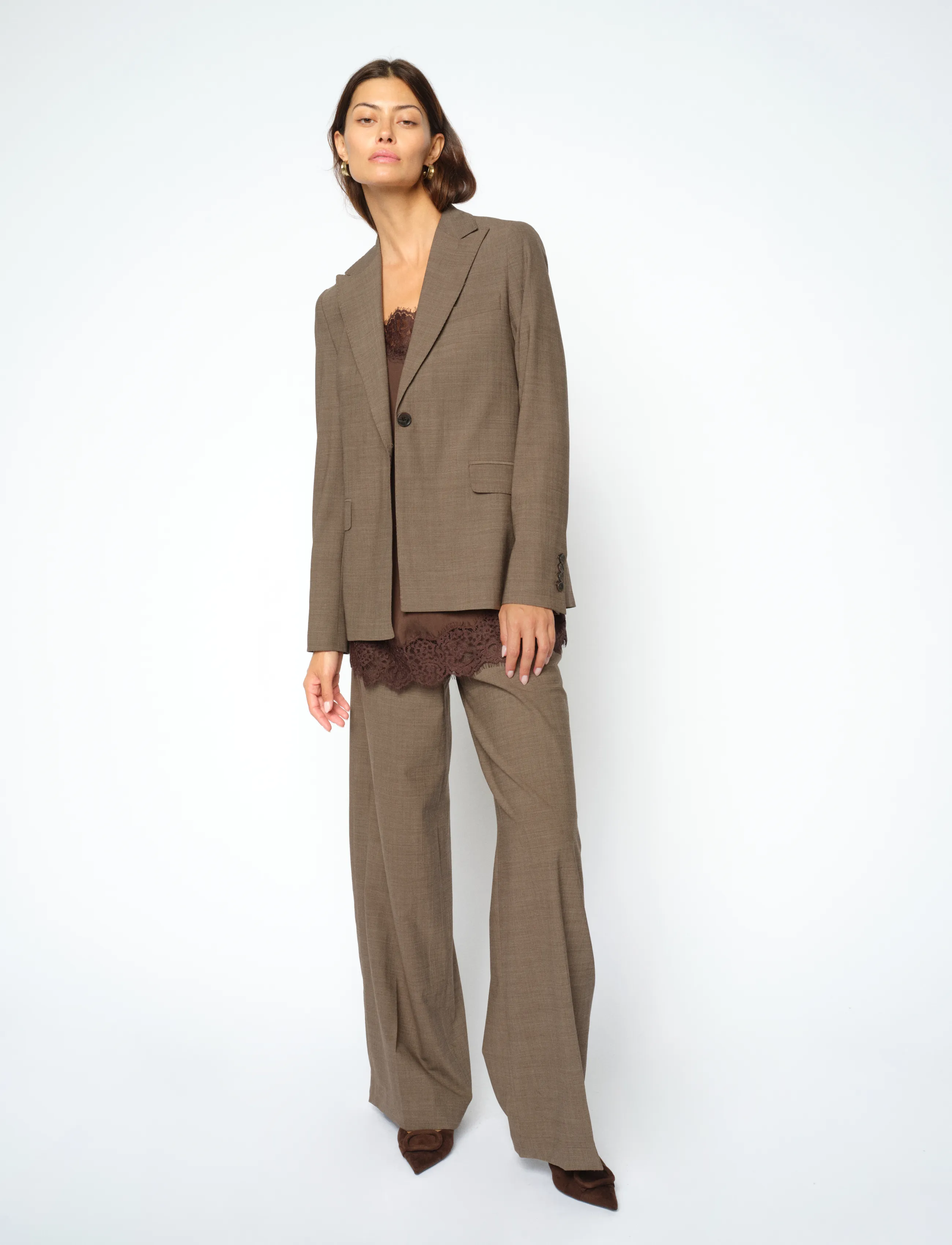 MOS MOSH Mmlucey Dynamic Luxe Blazer, Kvinder, Enkeltradet Blazer, Brun, Str: 36