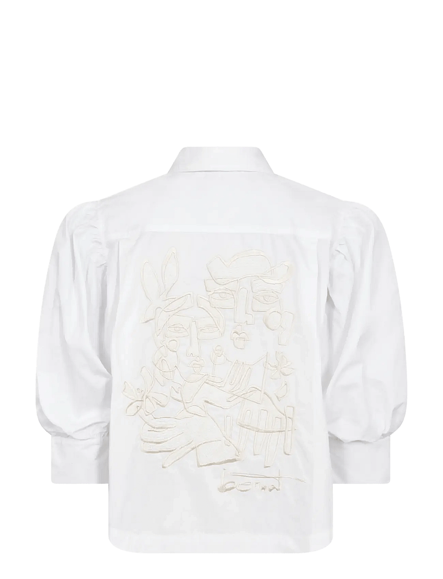 MOS MOSH - MMAdjao Bernat Emb Shirt - kurzärmlige hemden - white - 2