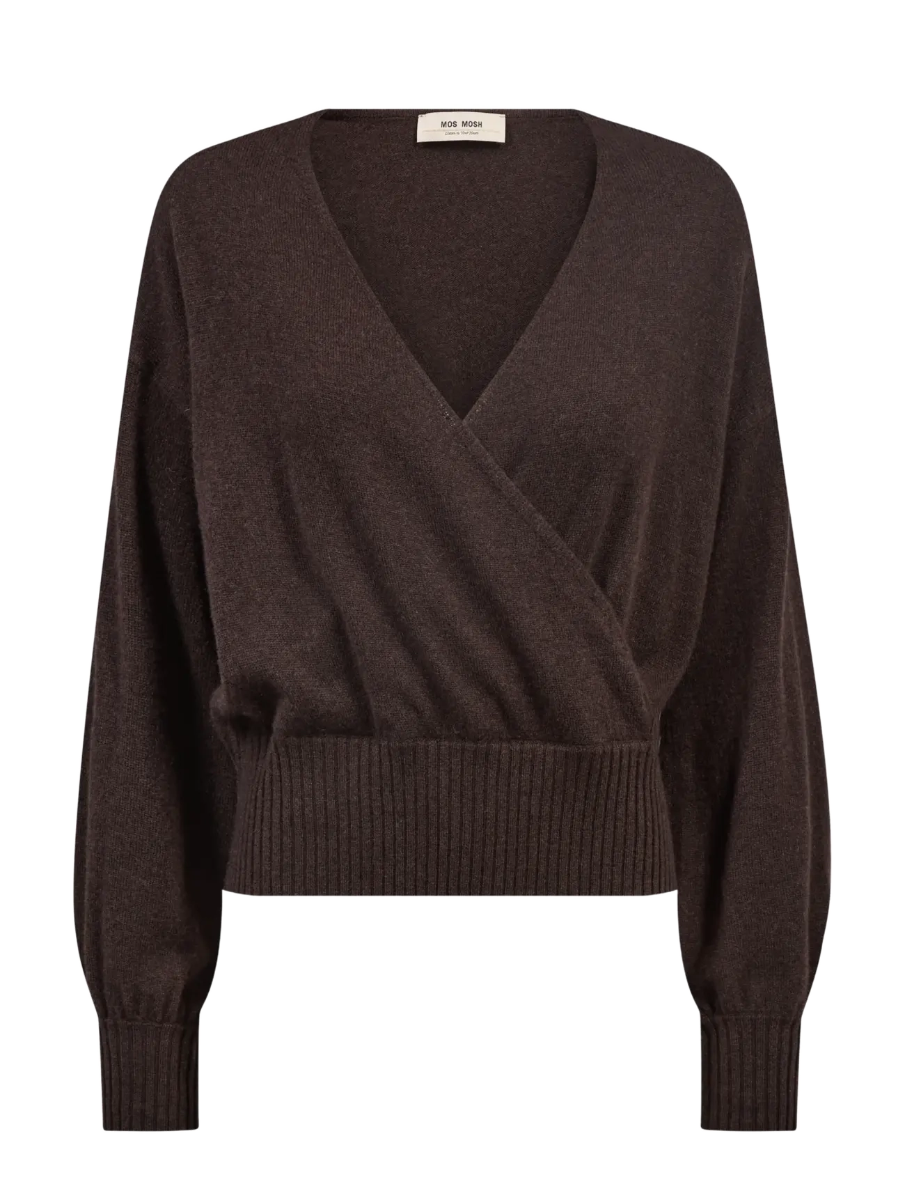 MOS MOSH Mmady Cashmere Wrap Knit, Kvinder, Slå Om Strik, Brun, Str: XS