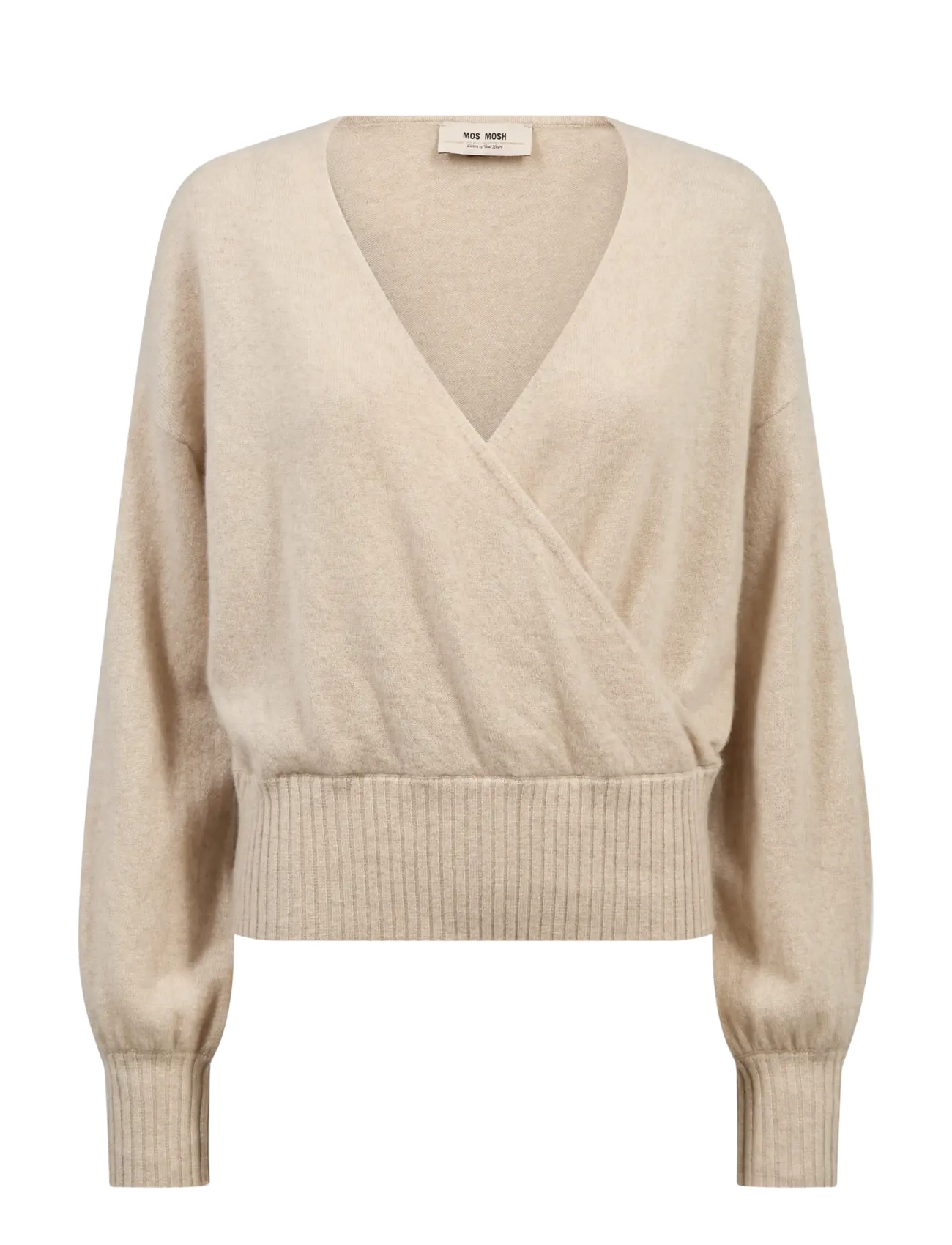 MOS MOSH Mmady Cashmere Wrap Knit, Kvinder, Slå Om Strik, Beige, Str: L