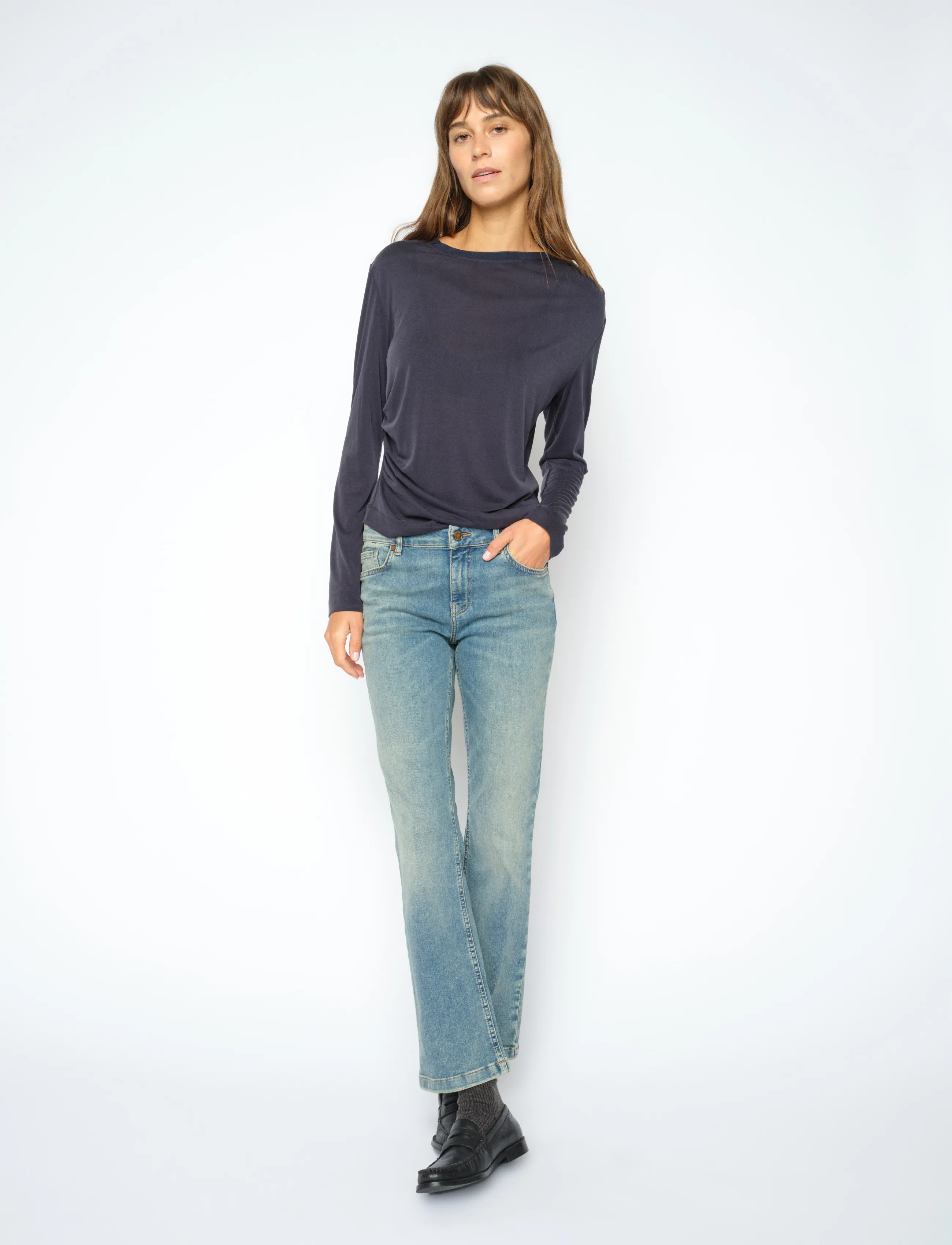 MOS MOSH Mmashley Imera Jeans, Kvinder, Højtaljede Jeans, Blå, Str: 26