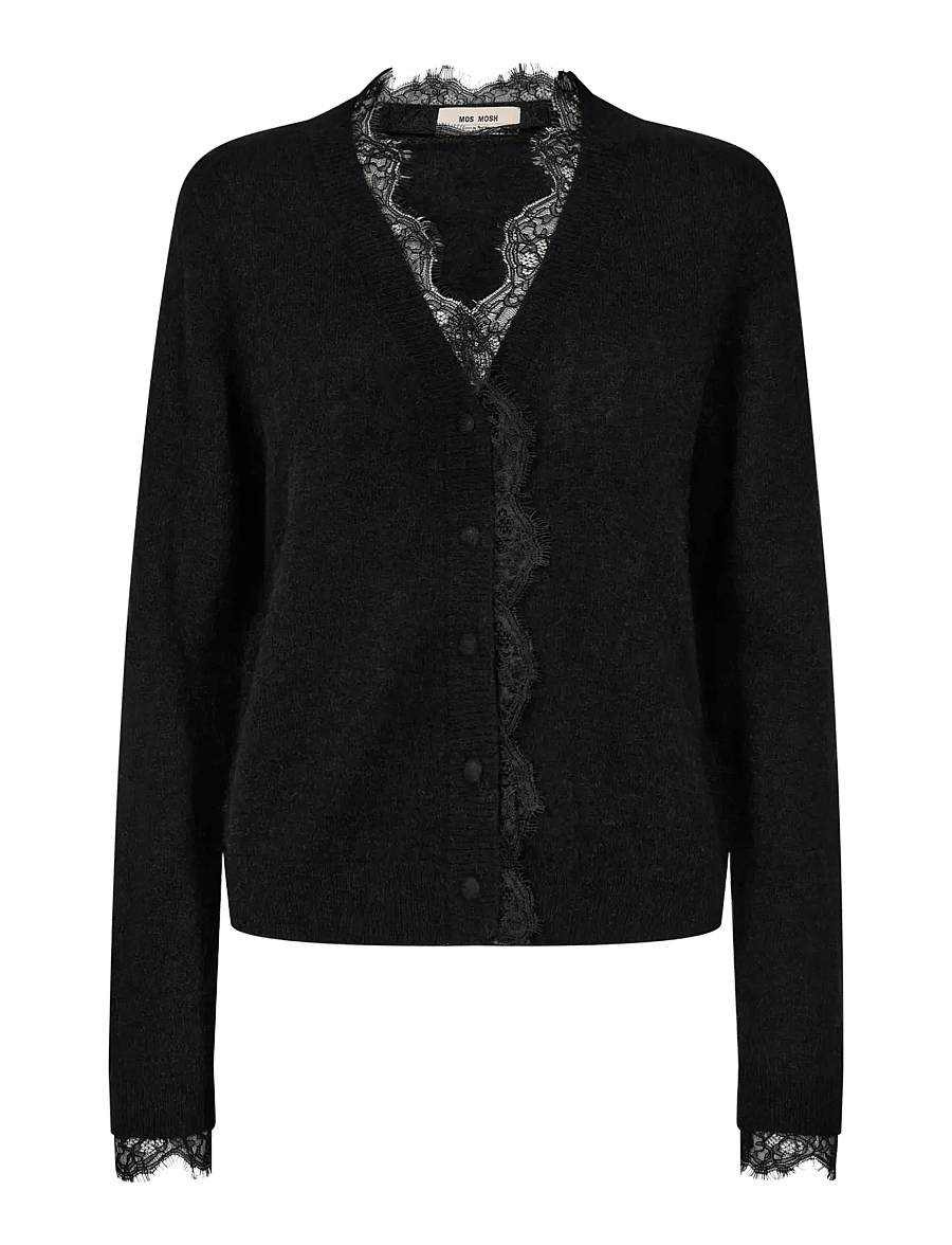 MOS MOSH - MMHelmi Lace Knit Cardigan - koftor - black - 1