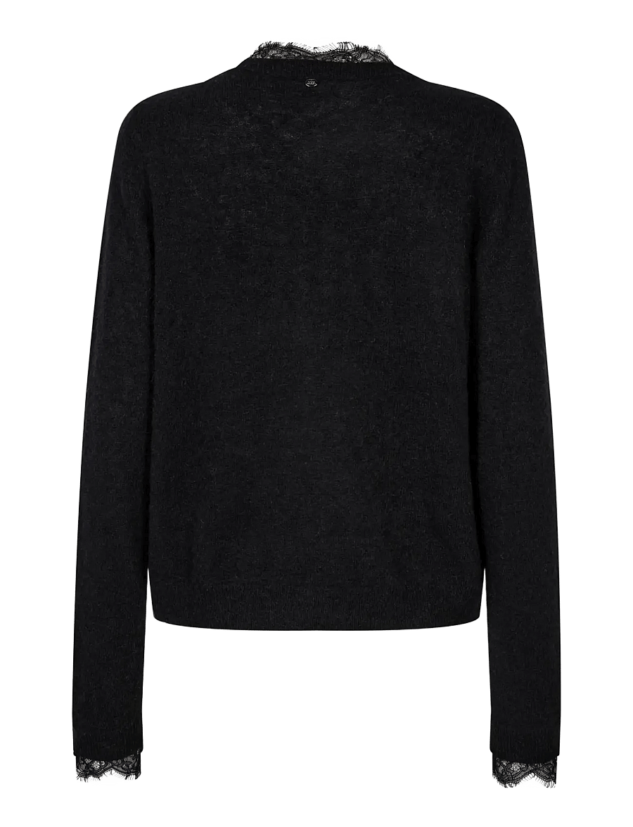 MOS MOSH - MMHelmi Lace Knit Cardigan - koftor - black - 2