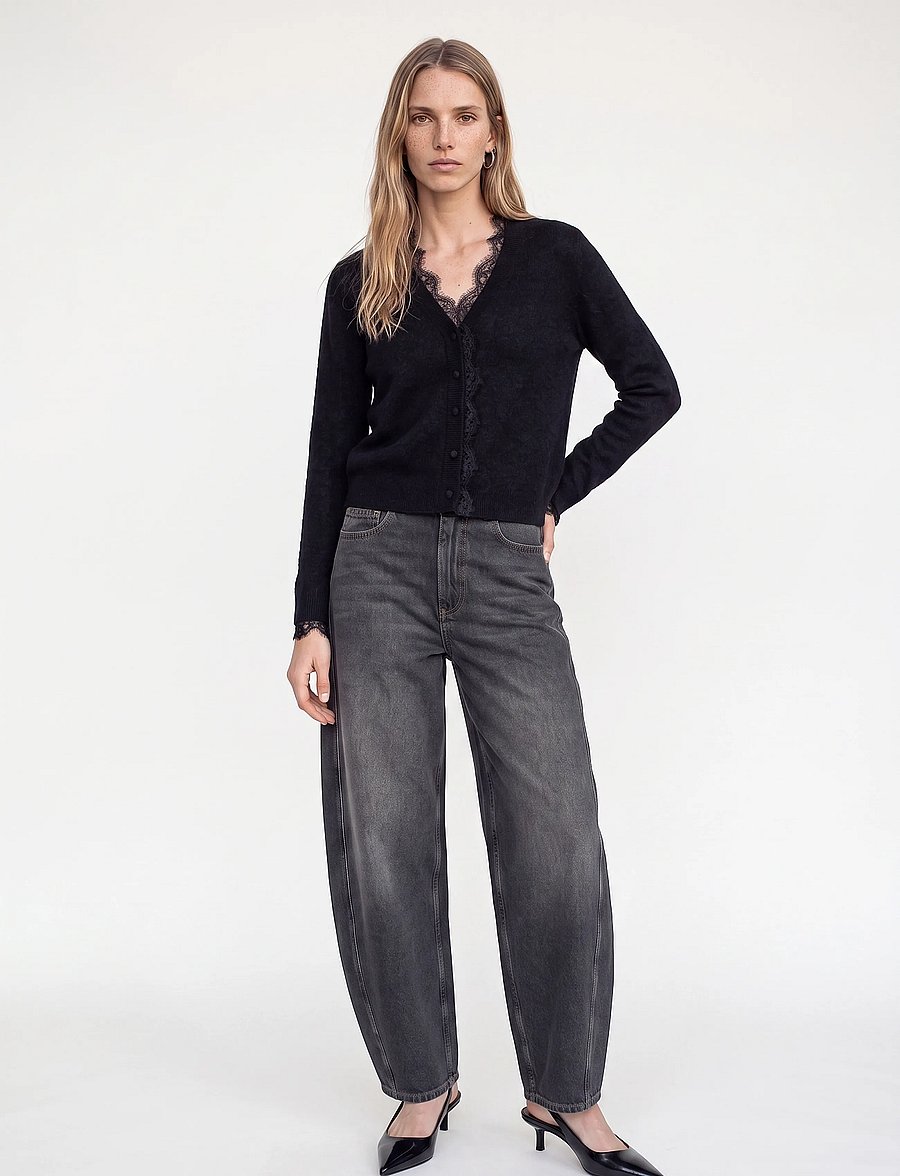 MOS MOSH - MMHelmi Lace Knit Cardigan - koftor - black - 0