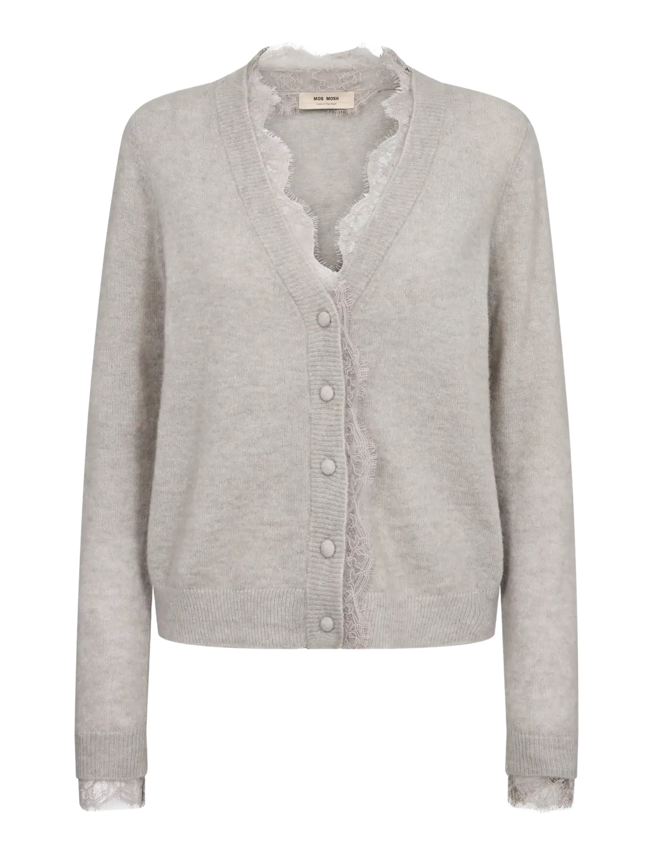 MOS MOSH MMHelmi Lace Knit Cardigan - Koftor - MOURNING DOVE / beige
