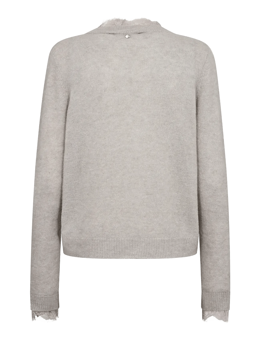 MOS MOSH - MMHelmi Lace Knit Cardigan - koftor - mourning dove - 2