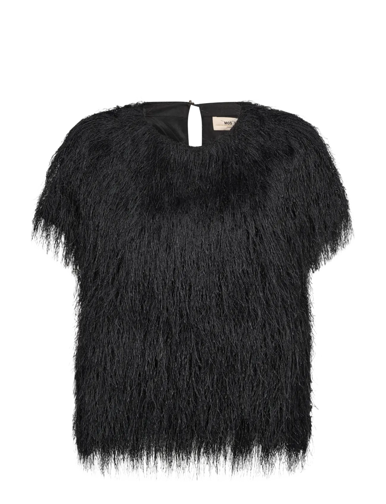 MOS MOSH - MMBrim O-SS Faux Fur Tee - t-shirts - black - 1