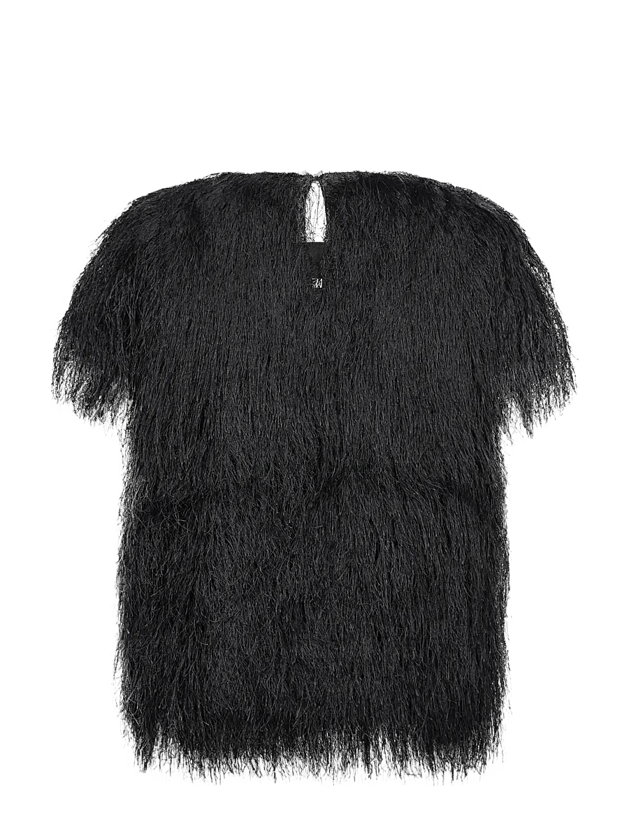 MOS MOSH - MMBrim O-SS Faux Fur Tee - t-shirts - black - 2
