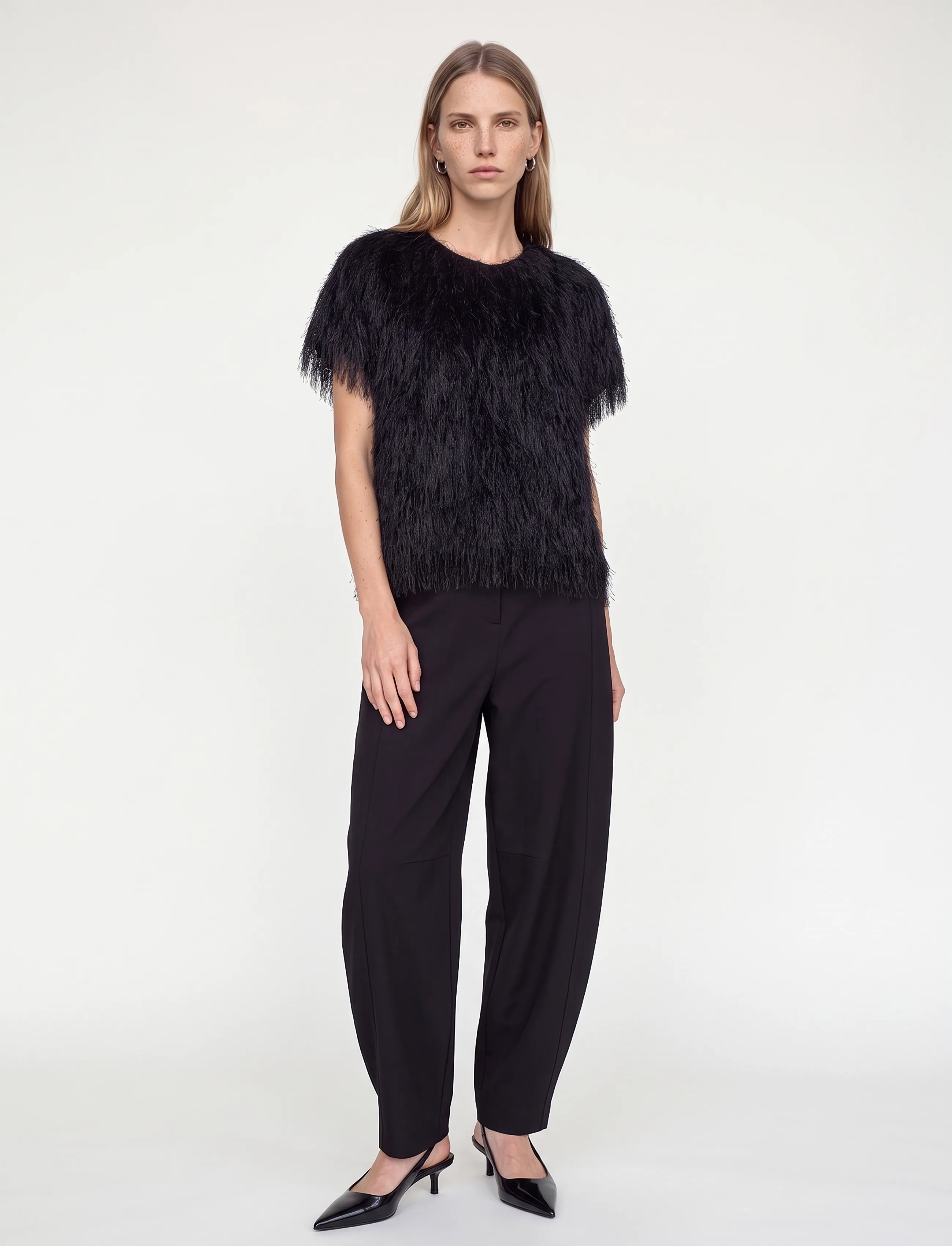MOS MOSH MMBrim O-SS Faux Fur Tee - MOS MOSH - BLACK / black