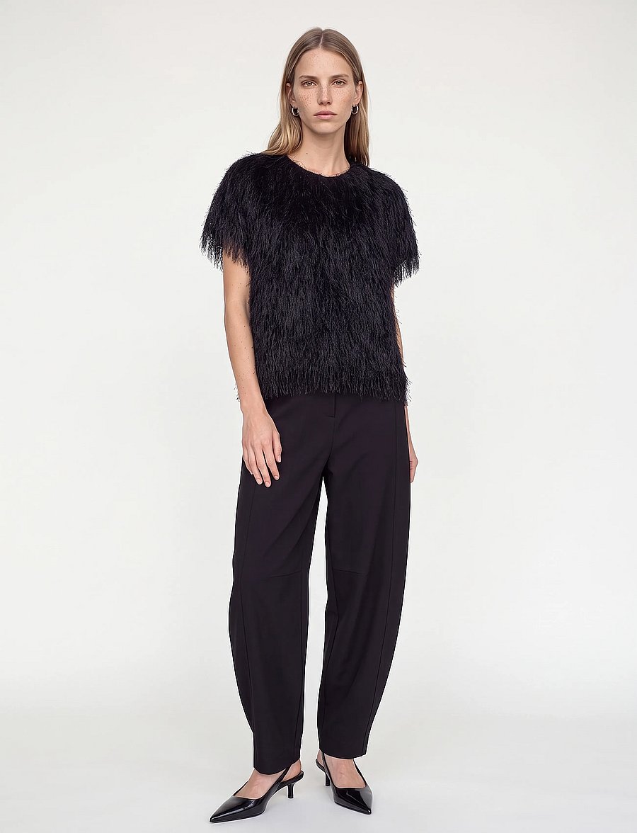 MOS MOSH - MMBrim O-SS Faux Fur Tee - t-shirts - black - 0
