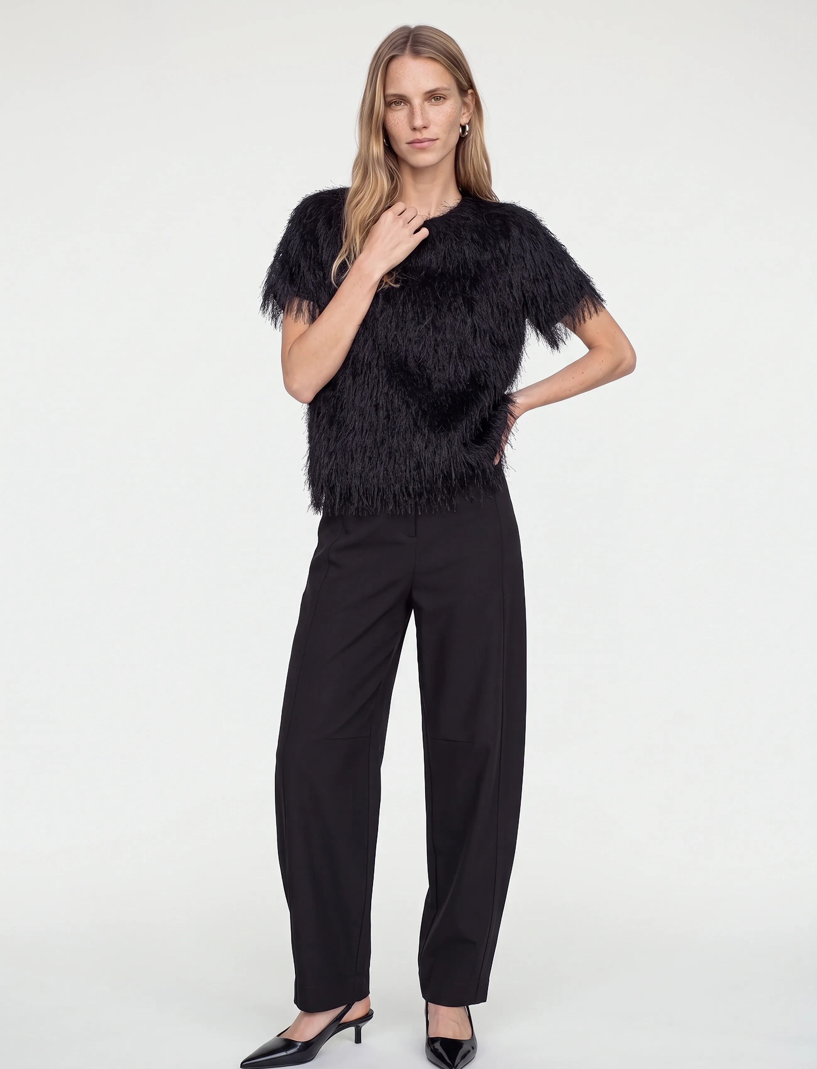MOS MOSH - MMBrim O-SS Faux Fur Tee - t-shirts - black - 3