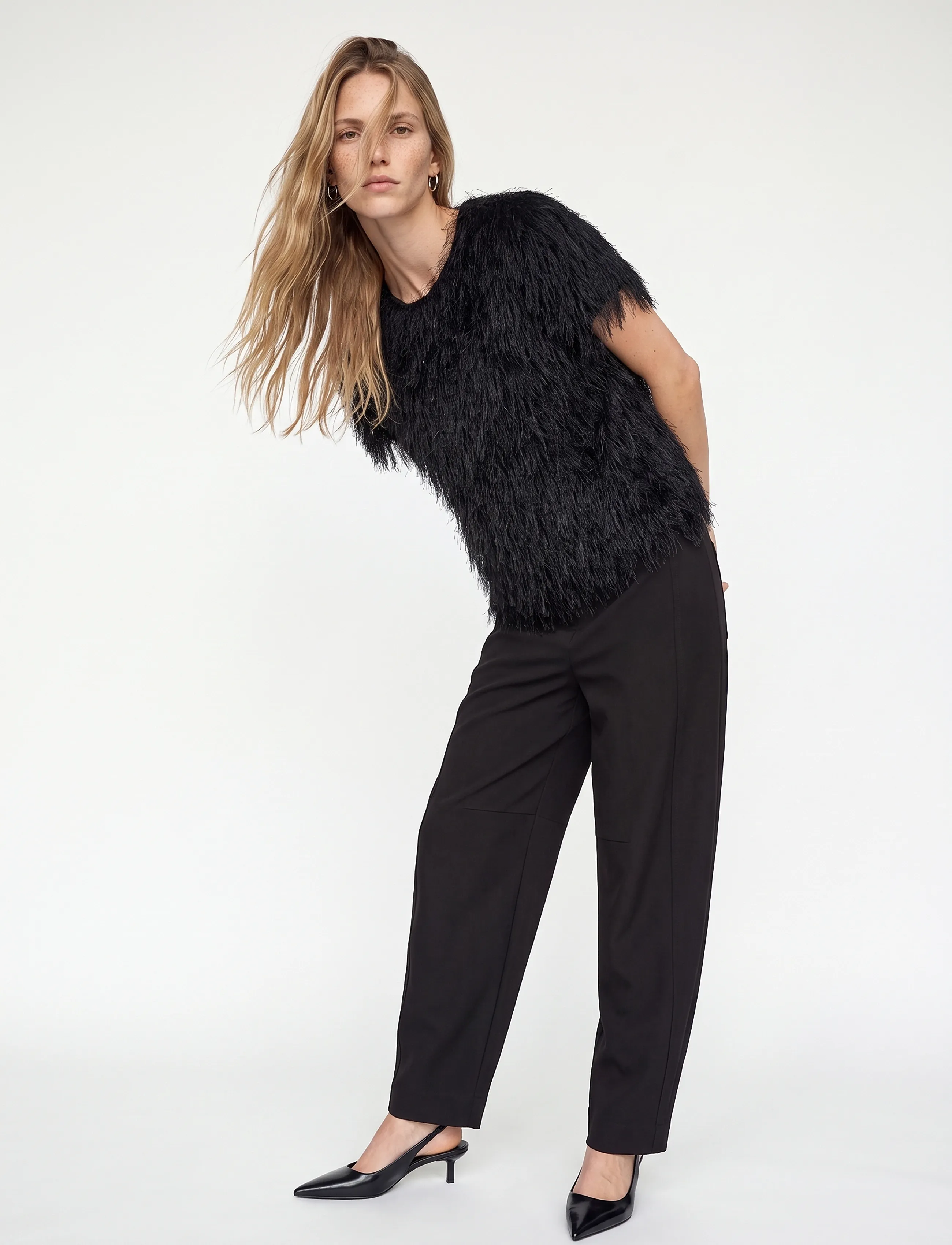 MOS MOSH - MMBrim O-SS Faux Fur Tee - t-shirts - black - 4