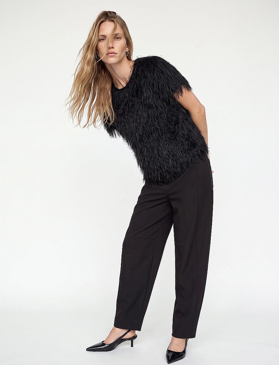 MOS MOSH - MMBrim O-SS Faux Fur Tee - t-shirts - black - 4