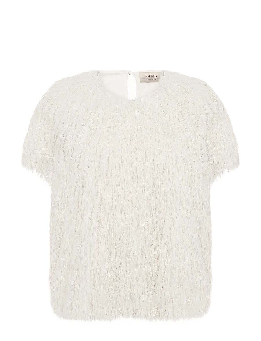 MOS MOSH - MMBrim O-SS Faux Fur Tee - t-shirts - ecru - 1