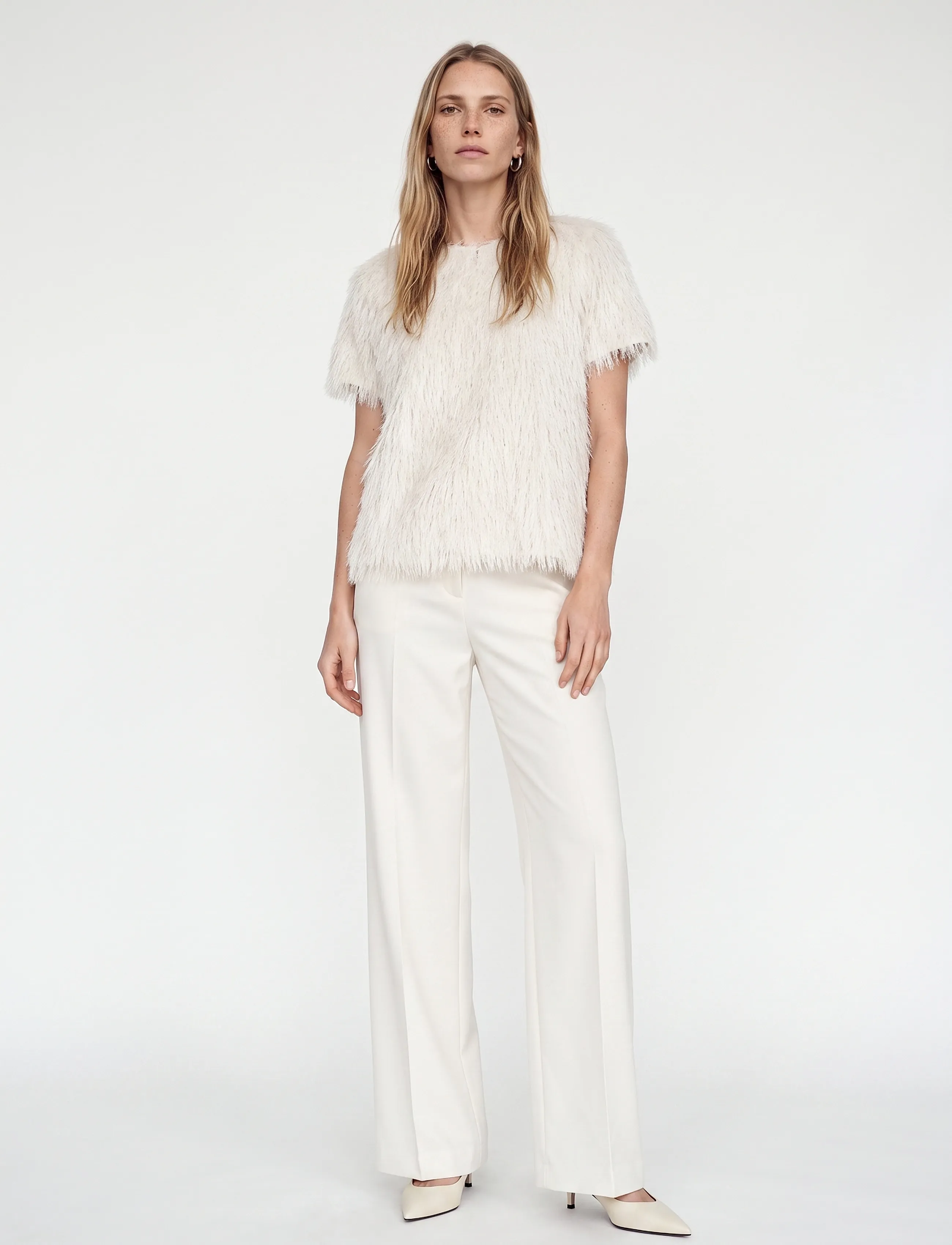 MOS MOSH - MMBrim O-SS Faux Fur Tee - t-shirts - ecru - 3