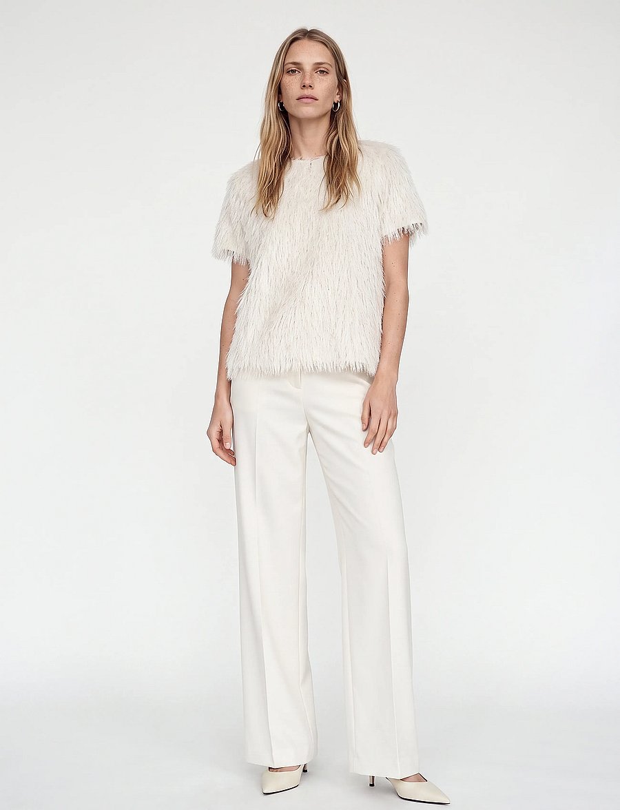 MOS MOSH - MMBrim O-SS Faux Fur Tee - t-shirts - ecru - 3