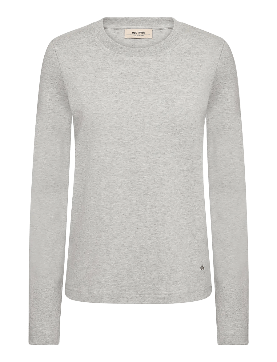 MOS MOSH - MMMillie O-LS Regular Tee - long-sleeved tops - grey melange - 1
