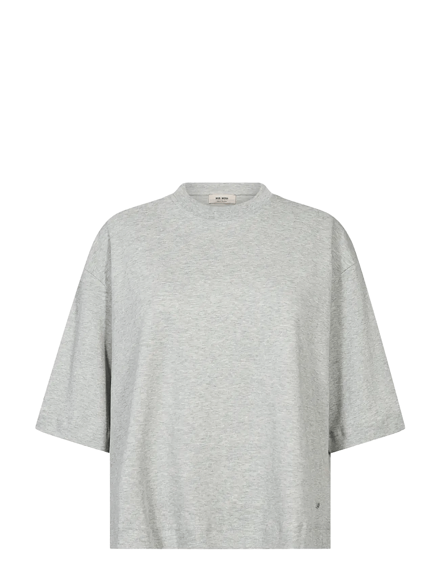 MOS MOSH - MMNatalie O-SS Boxy Tee - t-särgid - grey melange - 1