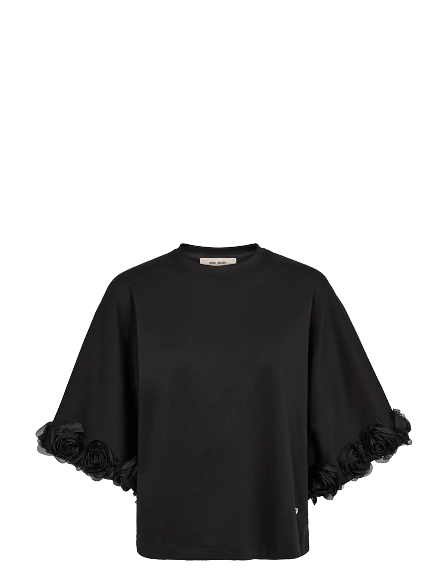 MOS MOSH - MMRosette O-SS Tee - t-shirts - black - 1