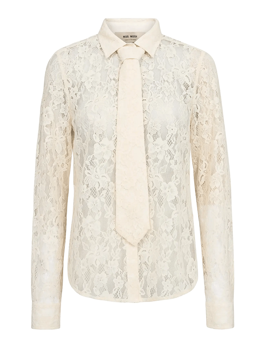 MOS MOSH - MMKether Lace Tie Shirt - long-sleeved shirts - ecru - 1