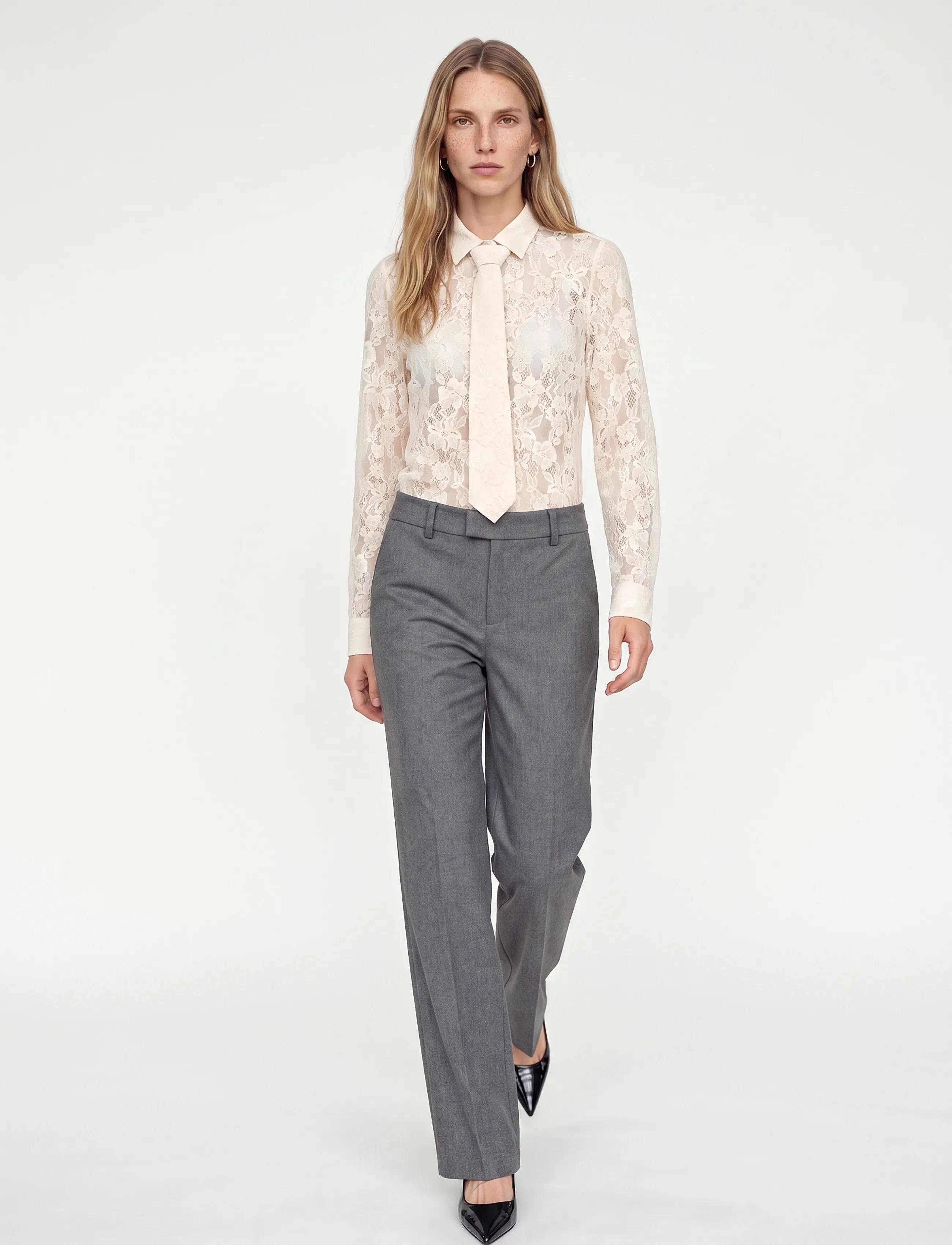 MOS MOSH - MMKether Lace Tie Shirt - long-sleeved shirts - ecru - 0