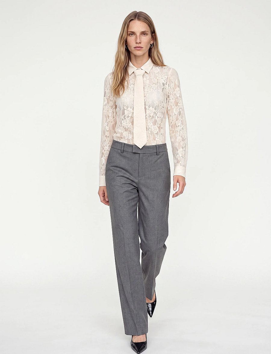 MOS MOSH - MMKether Lace Tie Shirt - long-sleeved shirts - ecru - 0