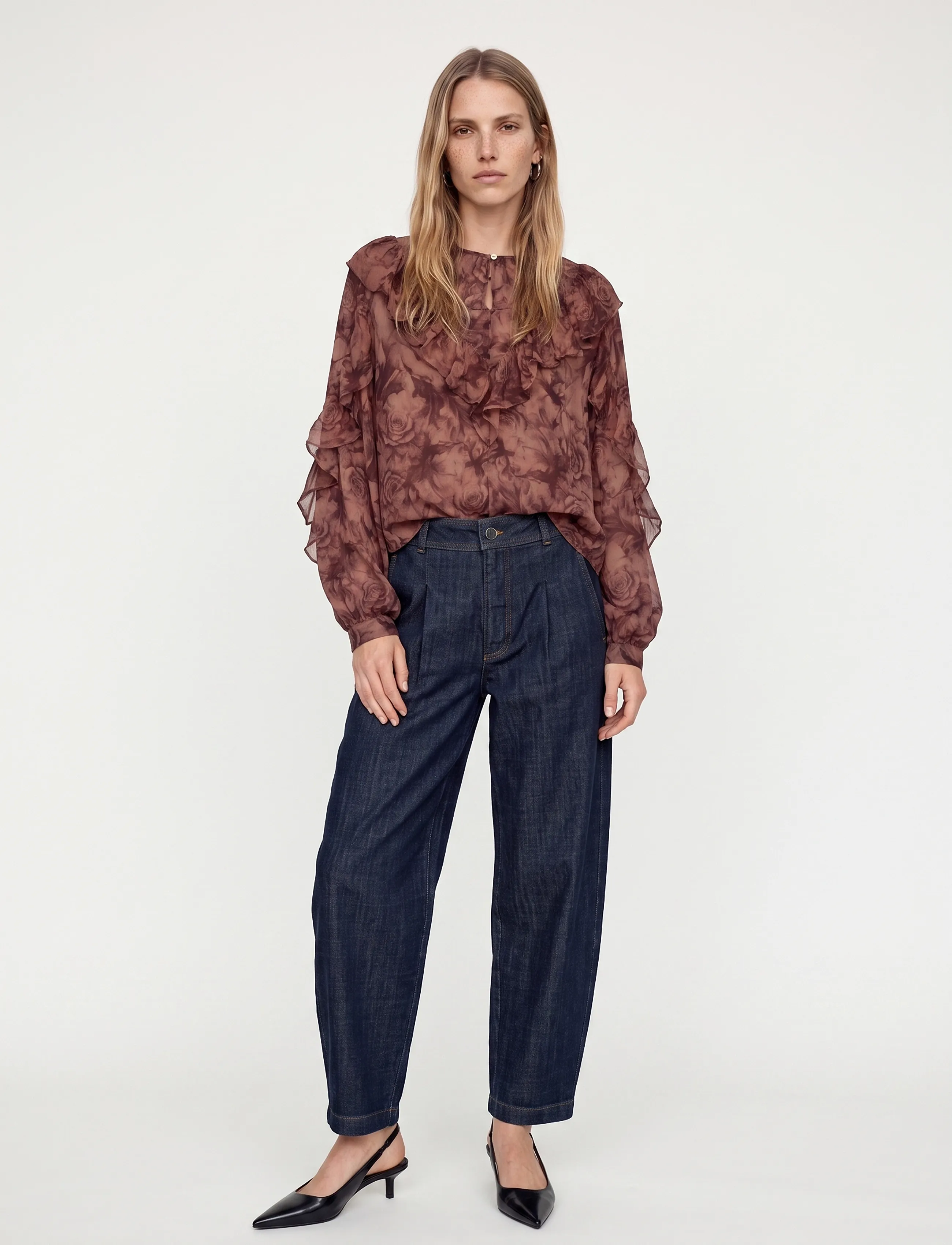 Mmroya Ruffle Rose Blouse
