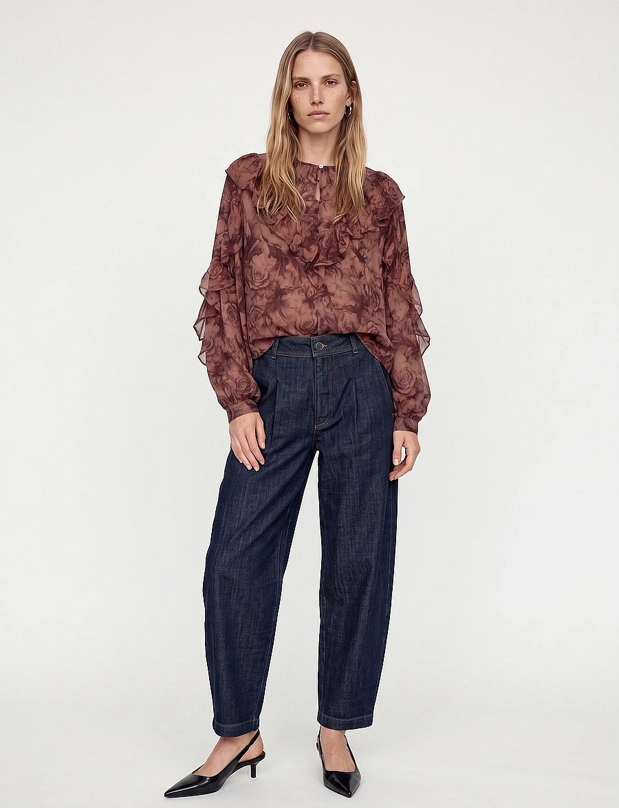 MOS MOSH - MMRoya Ruffle Rose Blouse - langærmede bluser - flower print - 0