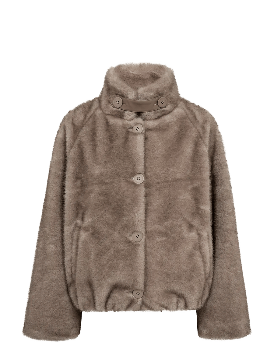 MOS MOSH - MMHilda Faux Fur Jacket - faux fur - gray sand - 1