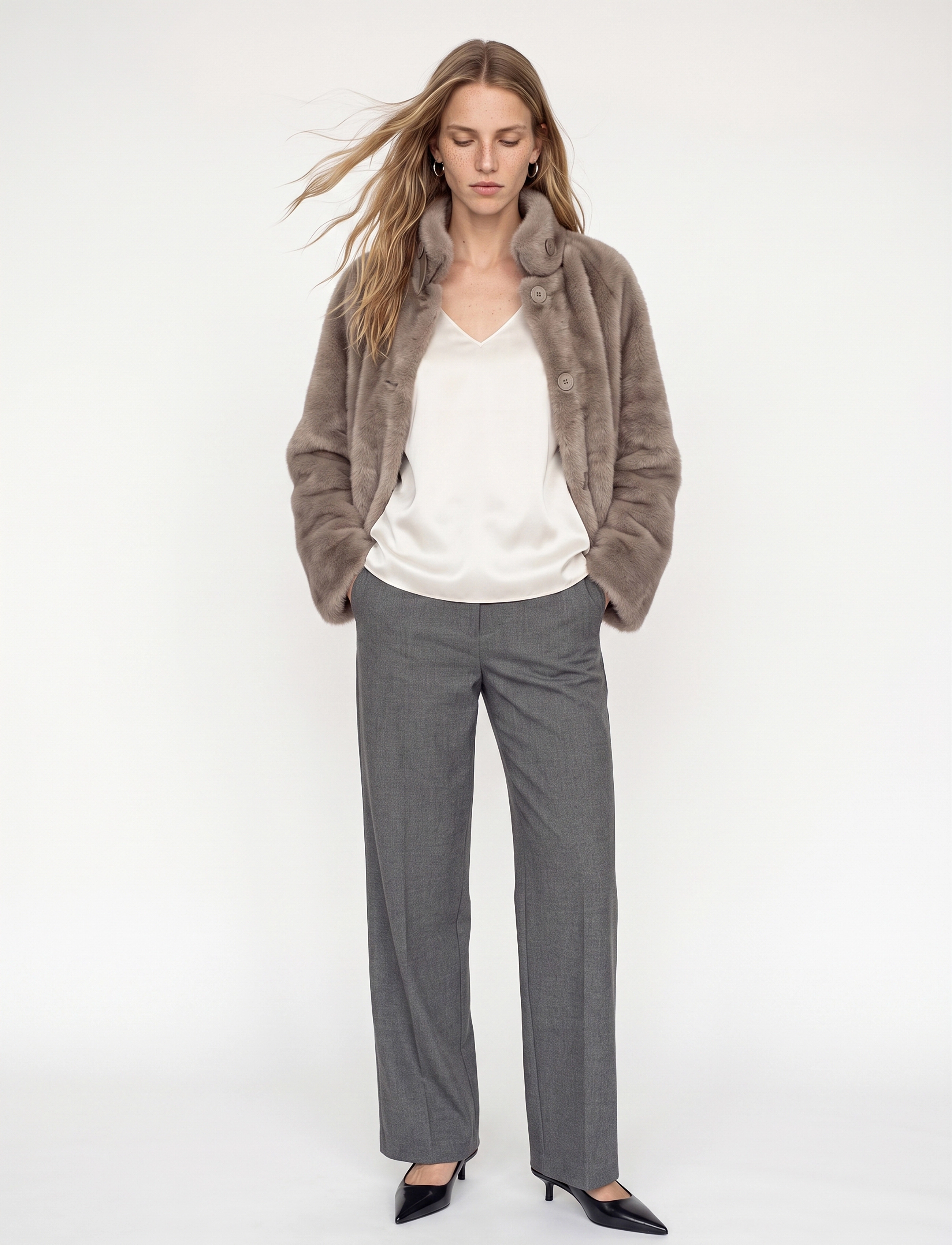 MOS MOSH MMHilda Faux Fur Jacket - Fashion Trends - GRAY SAND / grey
