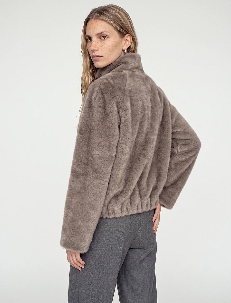 MOS MOSH - MMHilda Faux Fur Jacket - faux fur - gray sand - 4