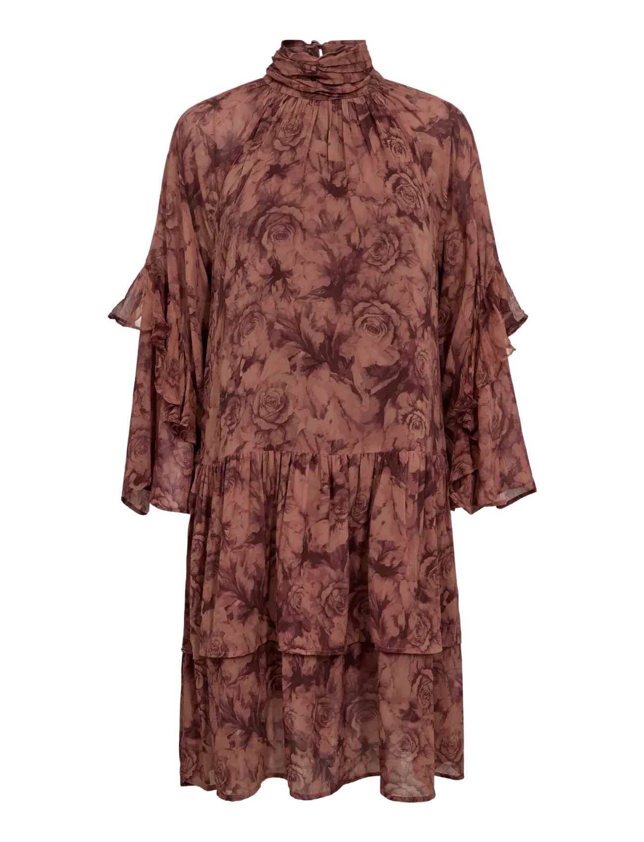 MOS MOSH Mmroya Ruffle Rose Dress, Kvinder, Højhalset Flæsekjole Med Lag, Lyserød, Str: S