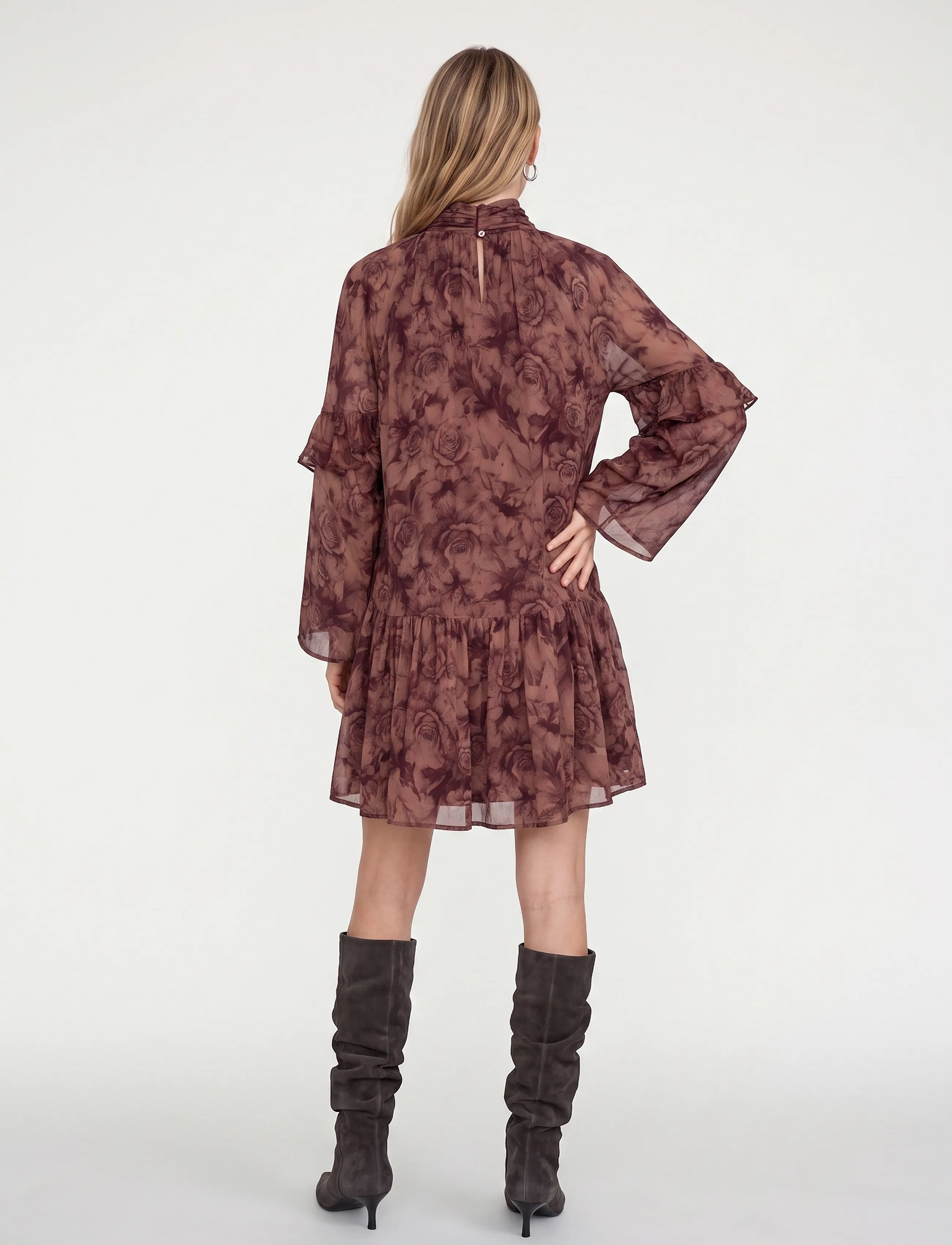 MOS MOSH - MMRoya Ruffle Rose Dress - midi dresses - flower print - 3