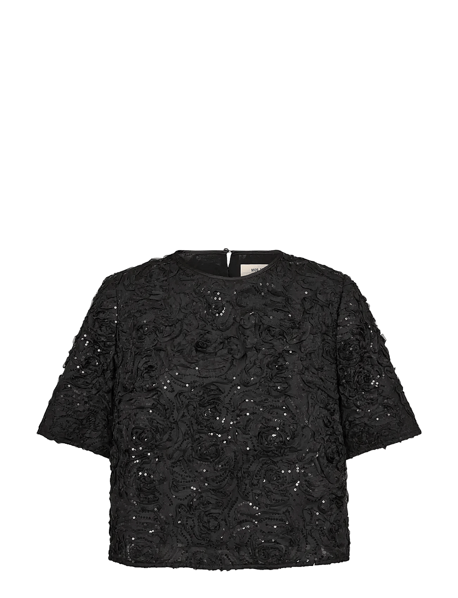 MOS MOSH - MMReya Sequins Back Top - t-shirts - black - 1