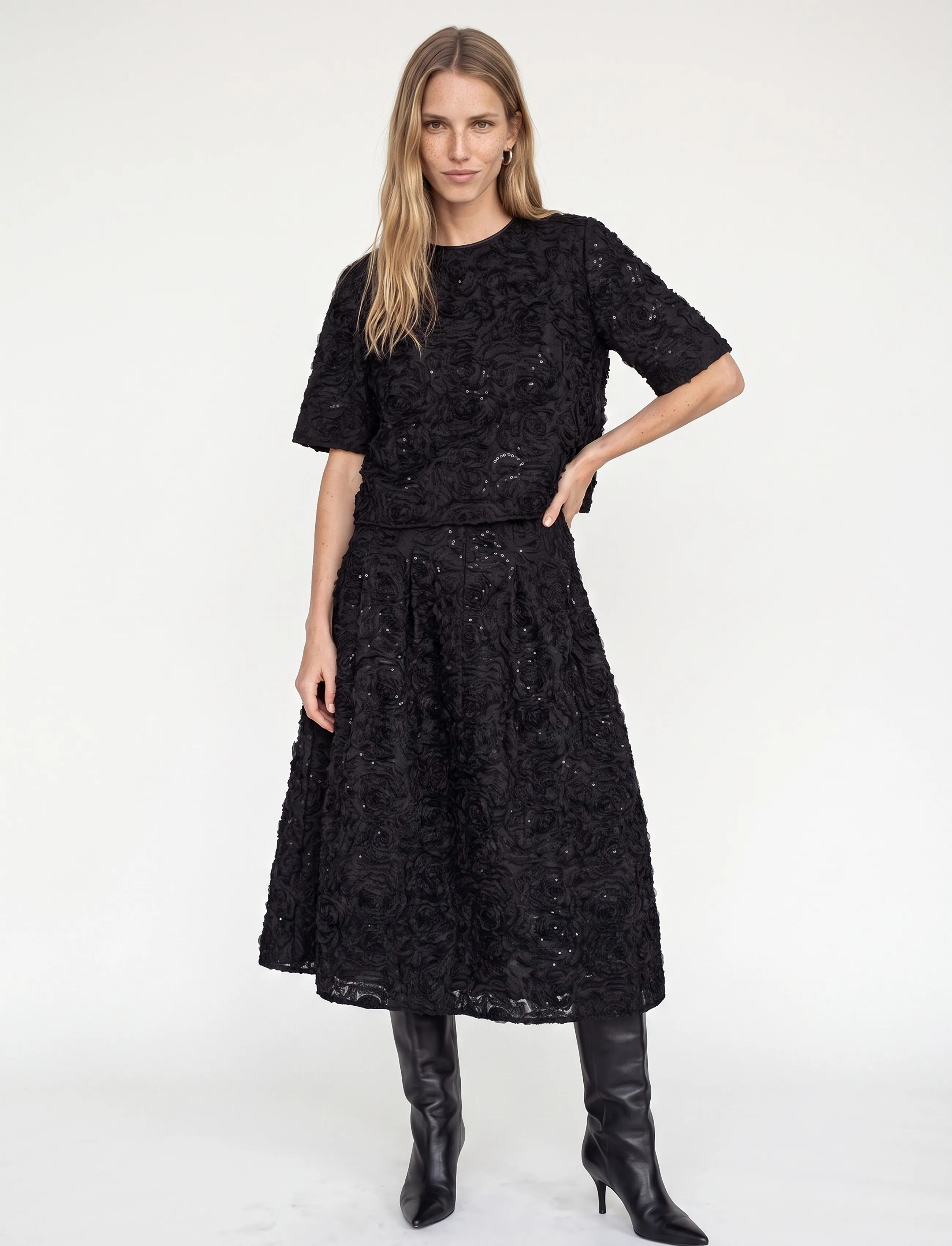 MOS MOSH - MMReya Sequins Skirt - maksiseelikud - black - 0
