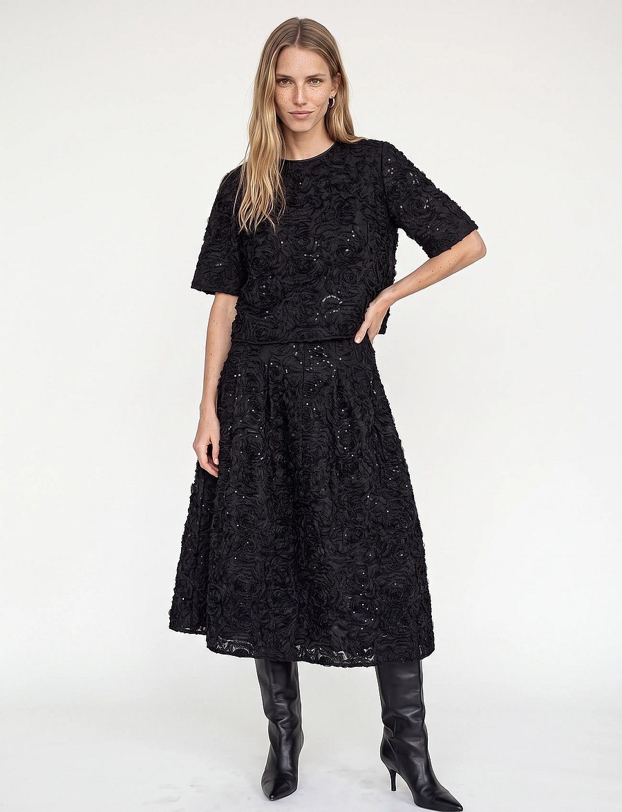 MOS MOSH - MMReya Sequins Skirt - maksiseelikud - black - 0