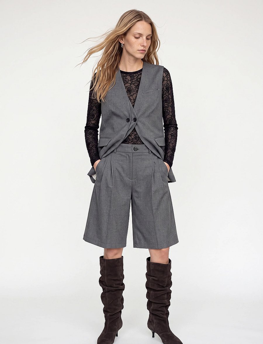 MOS MOSH - MMHermione Pirel Shorts - bermudashorts - grey melange - 4