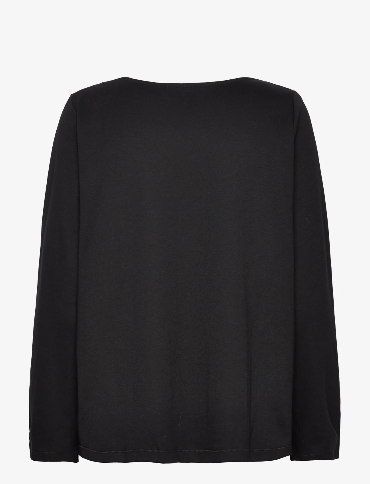 Moshi Moshi Mind - delight top interlock - long-sleeved blouses - black - 1