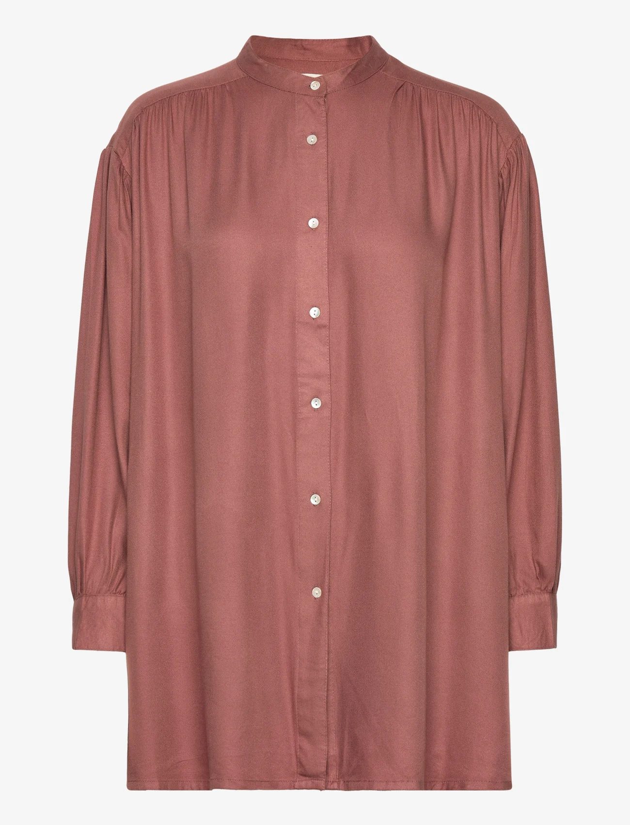 Moshi Moshi Mind - auora shirt twill - krekli ar garām piedurknēm - sienna brown - 0